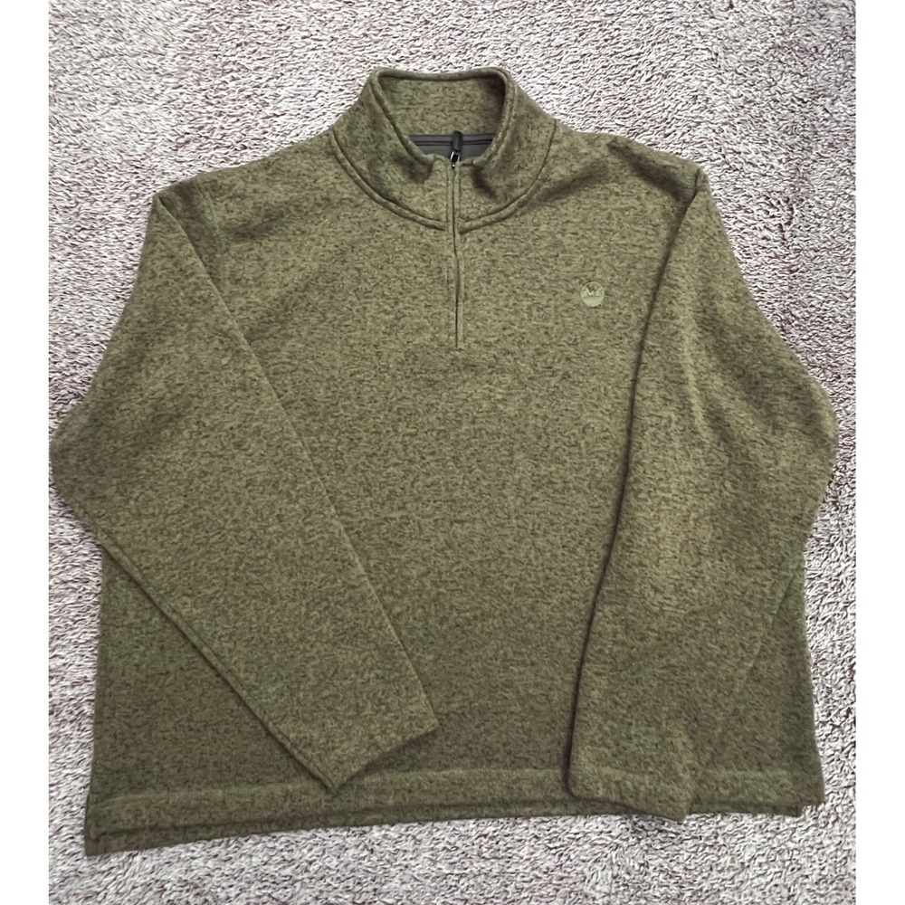 Wrangler Outdoor Men 3XL Olive Green Heather Quarter Zip Fleece Pullover Sweater
